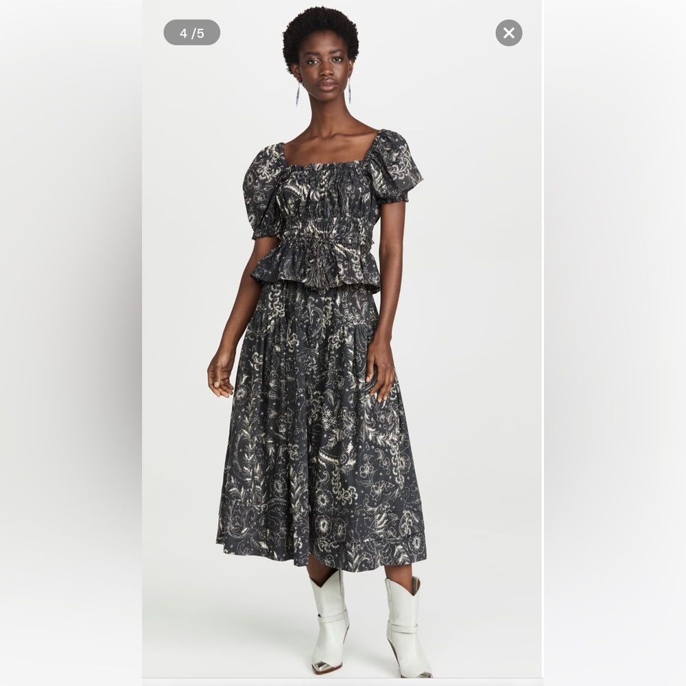 Ulla Johnson set Jacinta skirt and Elvita top in blackbird